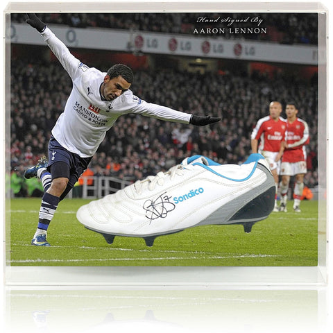 Aaron Lennon Hand Signed Football Boot Tottenham Display AFTAL COA