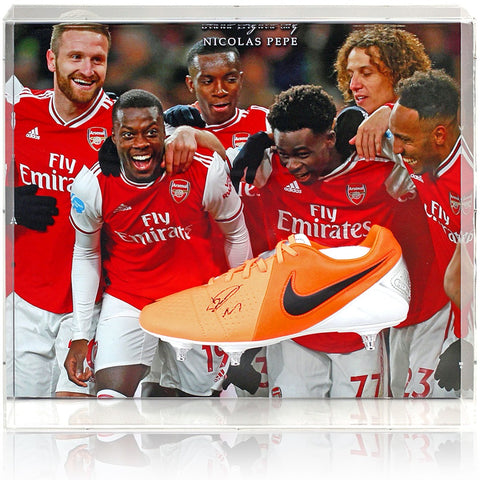 Nicolas Pepe Arsenal FA Cup Winner Hand Signed Football Boot Large Display AFTAL COA