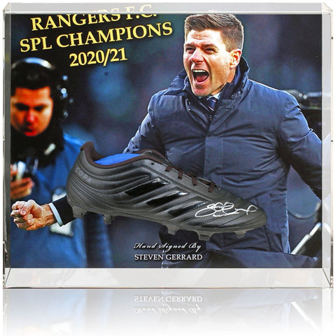 Steven Gerrard Rangers Hand Signed SPL Champions Football Boot Large Display COA