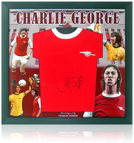Charlie George Hand Signed Arsenal Shirt Presentation AFTAL COA
