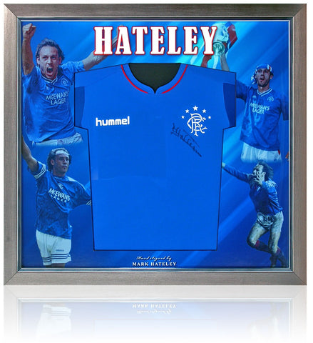 Mark Hateley Rangers Legend Hand Signed Shirt Graphic Presentation AFTAL COA