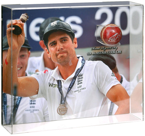 Alastair Cook The Ashes Hand Signed England Cricket Ball Display AFTAL COA