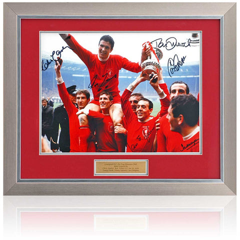 Liverpool 1965 FA Cup Winners Hand Signed by 6 Legends 16x12