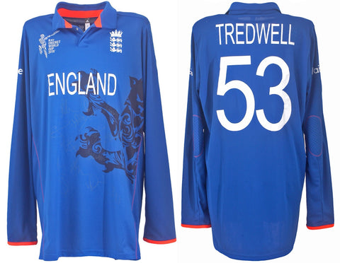 James Tredwell Match Worn & Squad Signed England ICC Cricket World Cup '15 Shirt COA