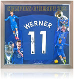 Timo Werner Hand Signed Champions of Europe Chelsea F.C Home Shirt Presentation COA
