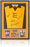 Wolverhampton Wanderers Legends Bull, McCalliog, Richards & Hibbitt Hand Signed Retro Shirt COA
