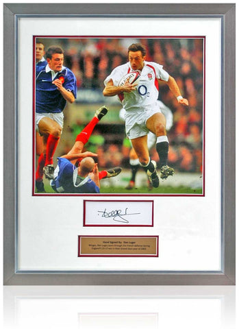 Dan Luger Rugby Legend Hand Signed England Photo Presentation AFTAL COA