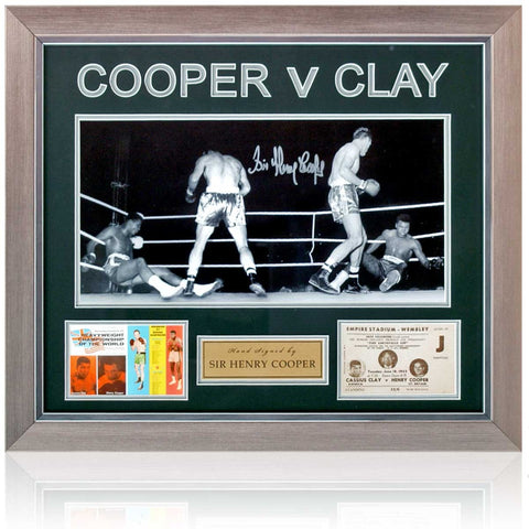 Sir Henry Cooper vs Clay Hand Signed Large Boxing Presentation AFTAL COA