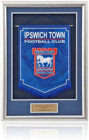 Ipswich Town 2011/12 Squad Hand Signed Pennant Presentation AFTAL COA