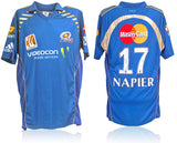 Graham Napier Match Worn & Hand Signed Mumbai Indians Cricket Jersey AFTAL COA
