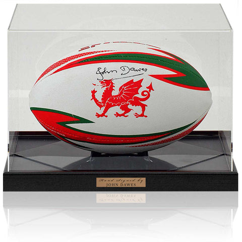 John Dawes Welsh Rugby Legend Hand Signed Wales Rugby Ball AFTAL COA