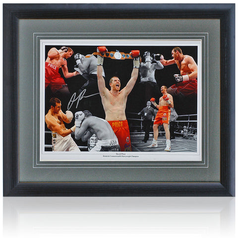 David Price Boxing Legend Hand Signed 16x12” Montage AFTAL COA