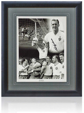Nat Lofthouse Bolton Wanderers Legend 1968 FA Cup Hand Signed 16x12" Montage COA