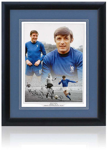 Bobby Tambling Chelsea Legend Hand Signed Photographic 16x12'' Montage AFTAL Photo COA