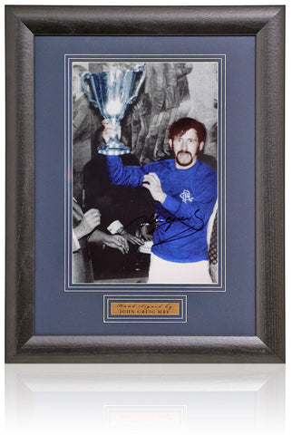 John Greig Rangers Legend Hand Signed 1972 ECWC Trophy 12x8'' Photograph COA