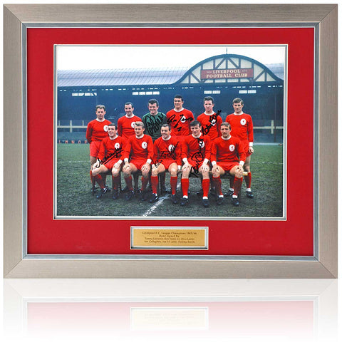 Liverpool 1966 Football League Winners Hand Signed by 6 Legends 16x12" Photograph COA