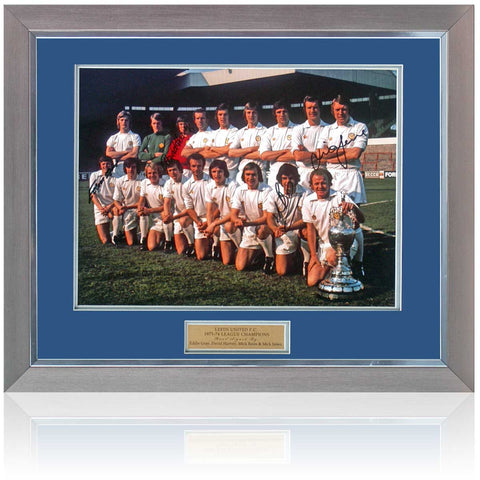 Leeds United 1974 League Winners Hand Signed by 4 16x12'' Photograph AFTAL COA