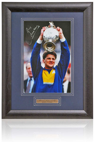 John Lukic Hand Signed 12x8 Framed Leeds United Photograph AFTAL Photo COA