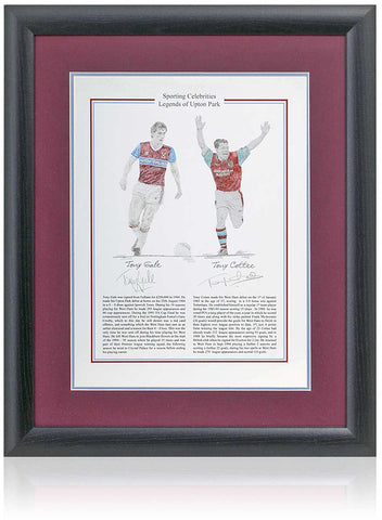 Tony Cottee and Tony Gale West Ham United Legends Hand Signed 16x12'' Art Print COA