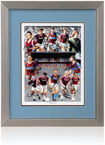 West Ham United Boys of 86 Hand Signed by 12 Legends 16x12" Montage COA